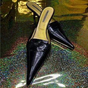 Genuine black leather vintage Aldo mules